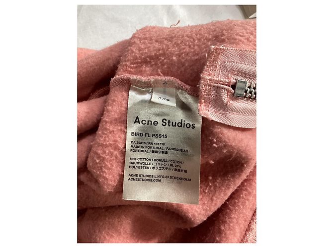 Pull ras du cou Acne Studios en coton rose Marron - vue 12