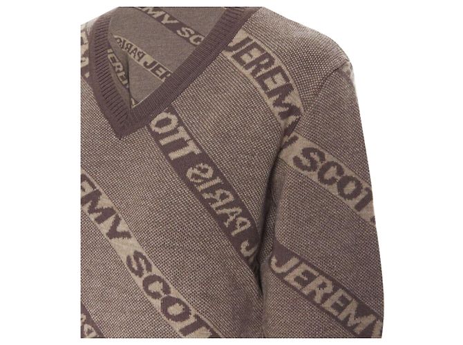 Kurzer Pullover aus Intarsienwolle mit Jeremy Scott Paris-Logo Braun - Ansicht 2