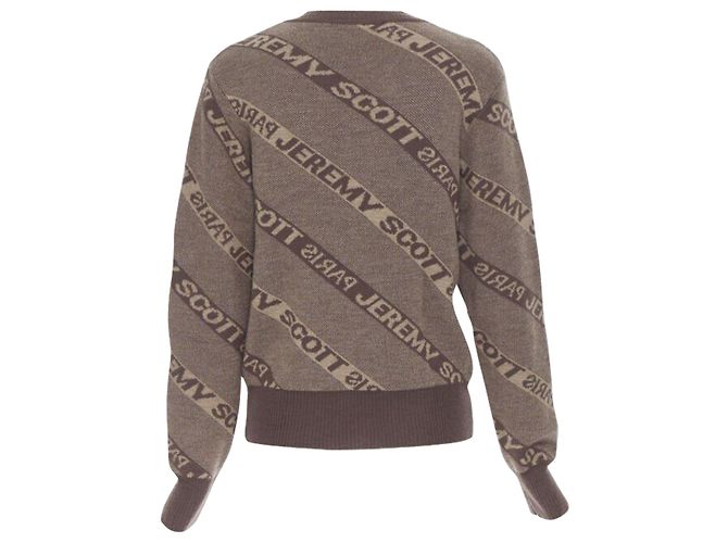 Kurzer Pullover aus Intarsienwolle mit Jeremy Scott Paris-Logo Braun - Ansicht 6