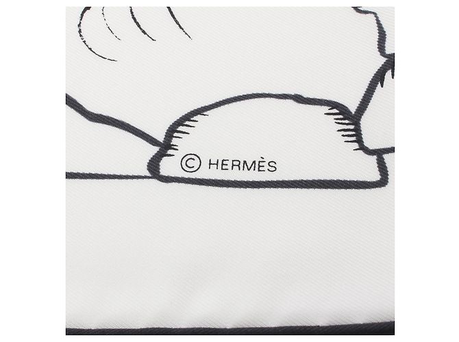Hermès Bufanda de seda Hermes MILLE ET UN LAPINS Blanco - vista 2