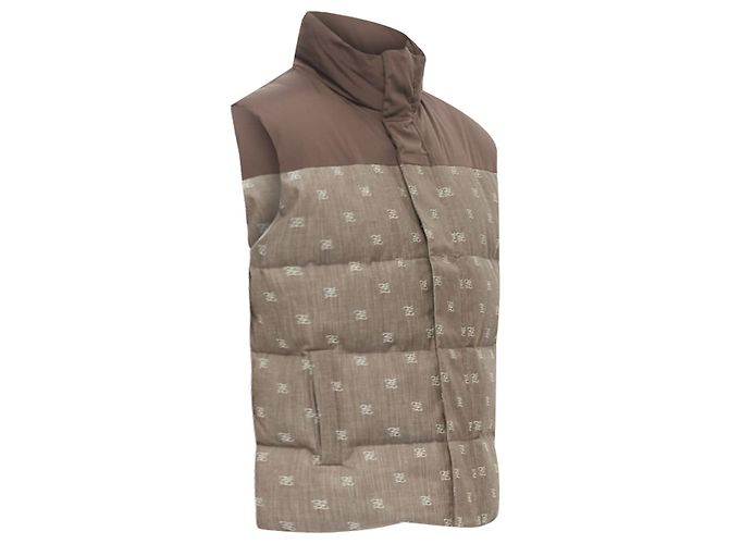 Fendi FF Zucca monogram jacquard cotton down puffer vest jacket - view 3