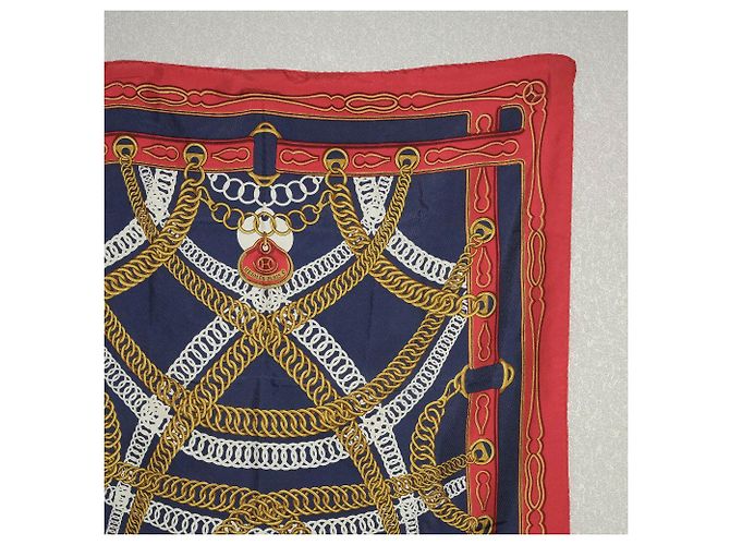 Hermès Seidenschal Rot/Blau - Ansicht 3