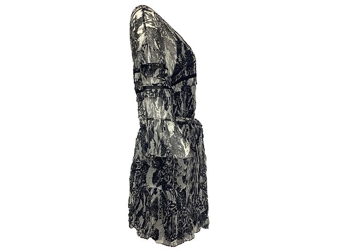 Vestido mini de chiffon com babados IRO Clash em viscose preta Preto - vista 3