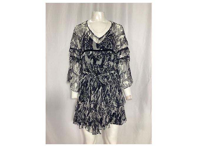 Vestido mini de chiffon com babados IRO Clash em viscose preta Preto - vista 7
