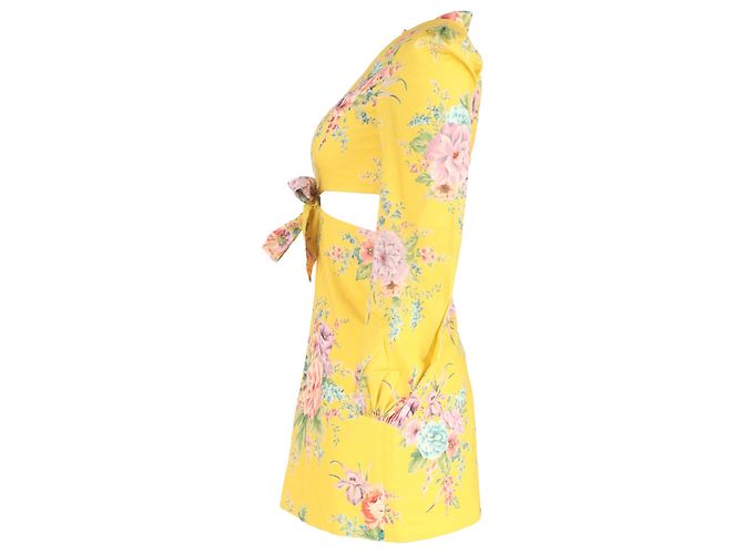 Abito Mini Floreale Zinnia Zimmermann in Lino Giallo - vista 2