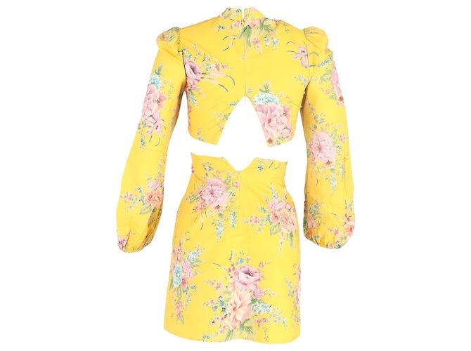 Abito Mini Floreale Zinnia Zimmermann in Lino Giallo - vista 3