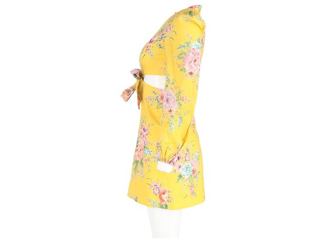 Abito Mini Floreale Zinnia Zimmermann in Lino Giallo - vista 5