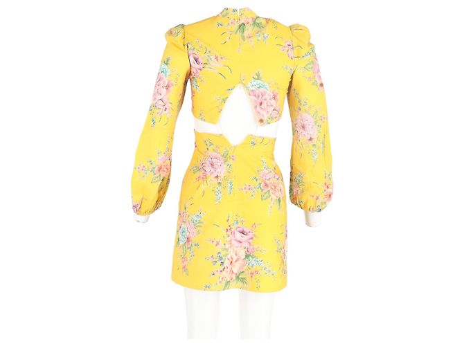 Abito Mini Floreale Zinnia Zimmermann in Lino Giallo - vista 6