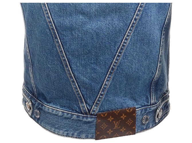 Louis Vuitton yayoi kama faces leather patch denim jacket - view 2