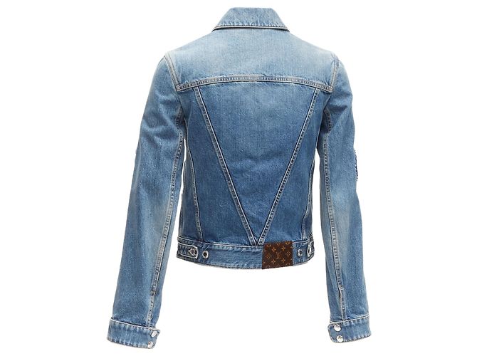 Louis Vuitton yayoi kama faces leather patch denim jacket - view 6