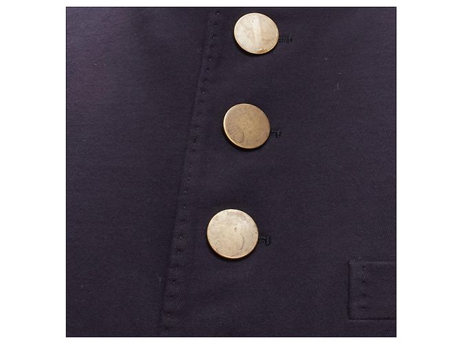 Lanvin cotton blend bronze buttons military officer jacket - view 2