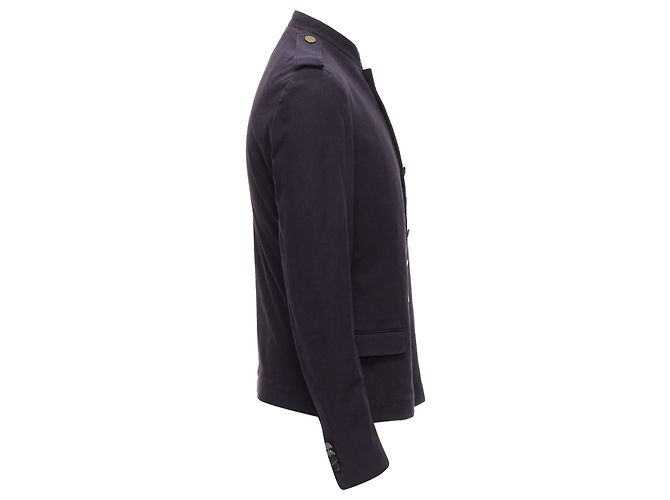 Lanvin cotton blend bronze buttons military officer jacket - view 4
