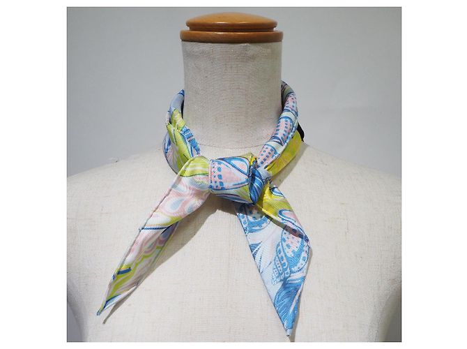 Hermès Foulard Nano Losange in Seta Hermes Blu - vista 4