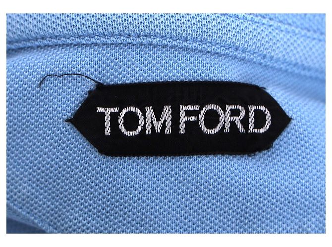 Polo a maniche corte Piqué Tom Ford in cotone blu Blu chiaro - vista 2