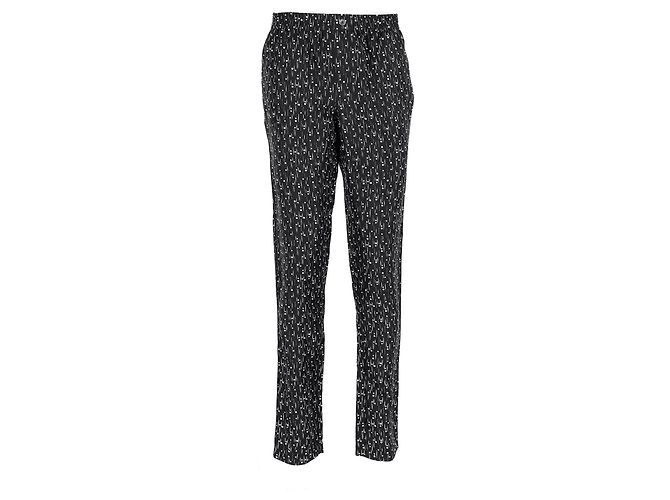 Pantaloni dritti stampati Dolce & Gabbana in seta nera Nero - vista 2