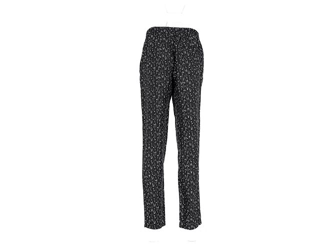 Pantaloni dritti stampati Dolce & Gabbana in seta nera Nero - vista 4