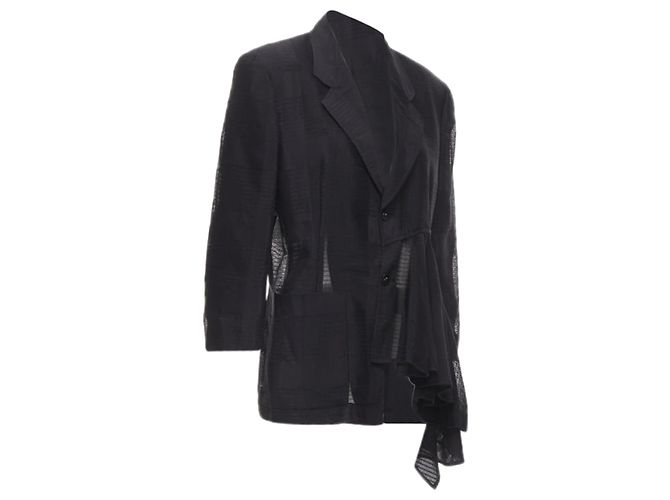 Comme Des Garcons Chaqueta blazer de tul a cuadros con volantes de Comme Des Garçons - vista 3