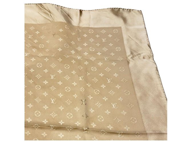 Bufanda de seda Louis Vuitton Castaño Beige - vista 3