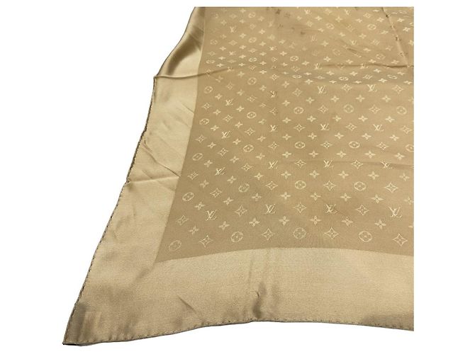 Bufanda de seda Louis Vuitton Castaño Beige - vista 4