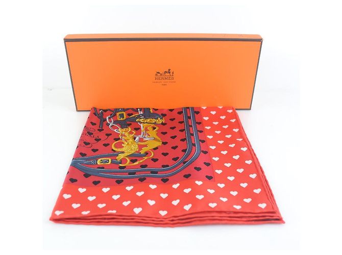 Hermès Hermes Seidenschal Herz Rot - Ansicht 5