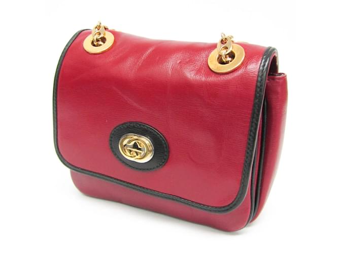 Borsa a spalla Gucci Interlocking G Chain Nero Rosso - vista 5
