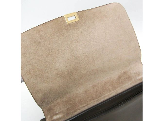 Céline Celine Trapeze Leather and Suede Handbag Brown Red - vista 11