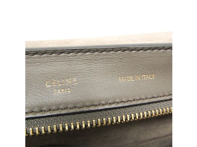 Céline Celine Trapeze Leather and Suede Handbag Brown Red - vista 13