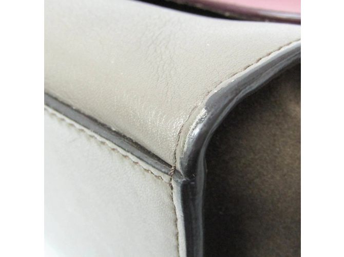 Céline Celine Trapeze Leather and Suede Handbag Brown Red - view 4