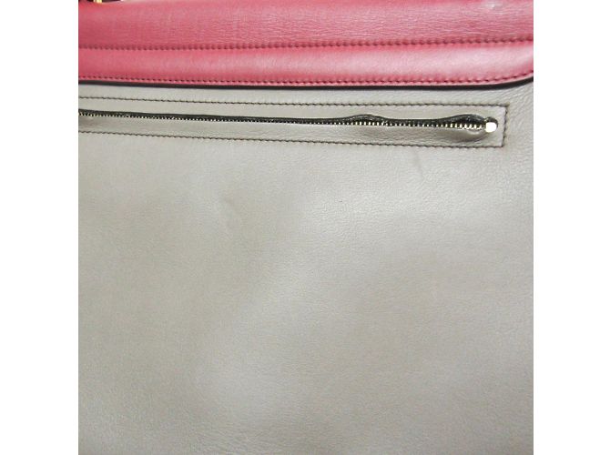 Céline Celine Trapeze Leather and Suede Handbag Brown Red - view 6