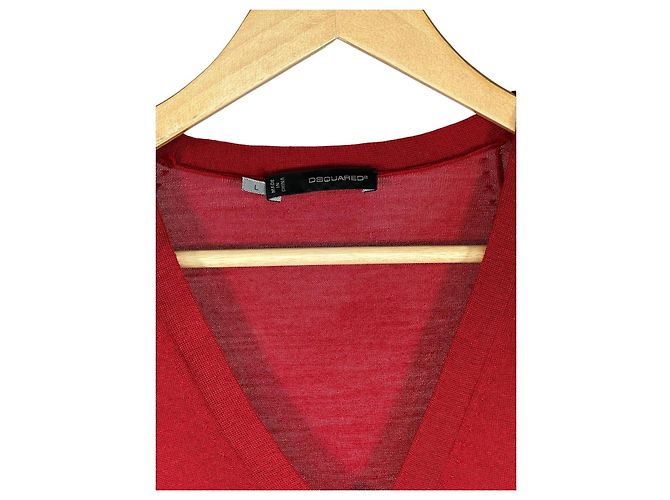 Suéter de lã de manga curta em V vermelho DSQUARED2 - vista 5