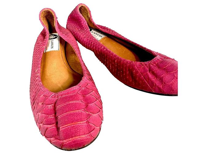Sapatilhas de balé em couro de píton estampado LANVIN rosa - vista 2