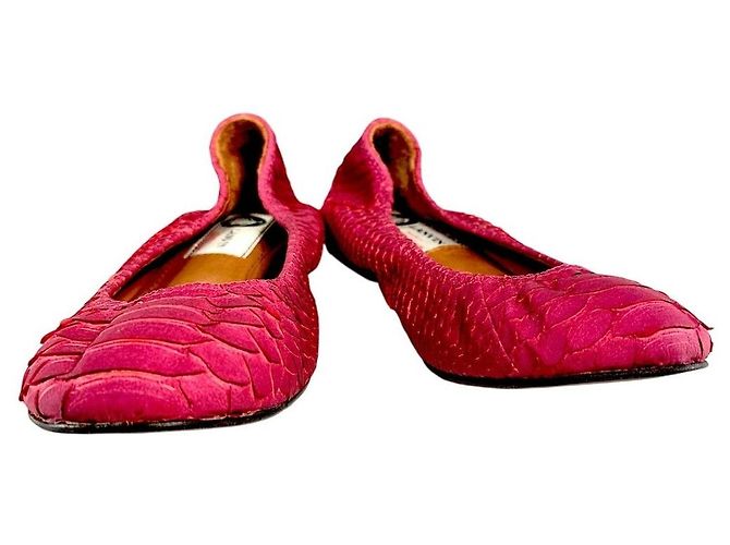 Sapatilhas de balé em couro de píton estampado LANVIN rosa - vista 3