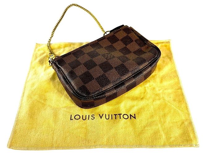 LOUIS VUITTON Mini Pochette Accessori Damier Ebene Marrone - vista 3