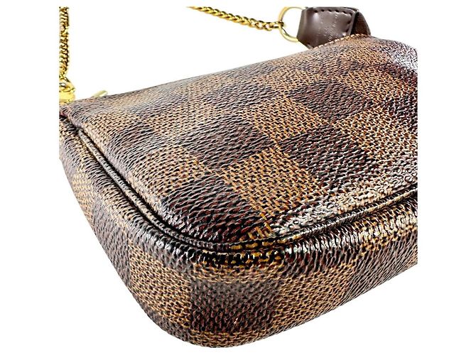 LOUIS VUITTON Mini Pochette Accessori Damier Ebene Marrone - vista 5