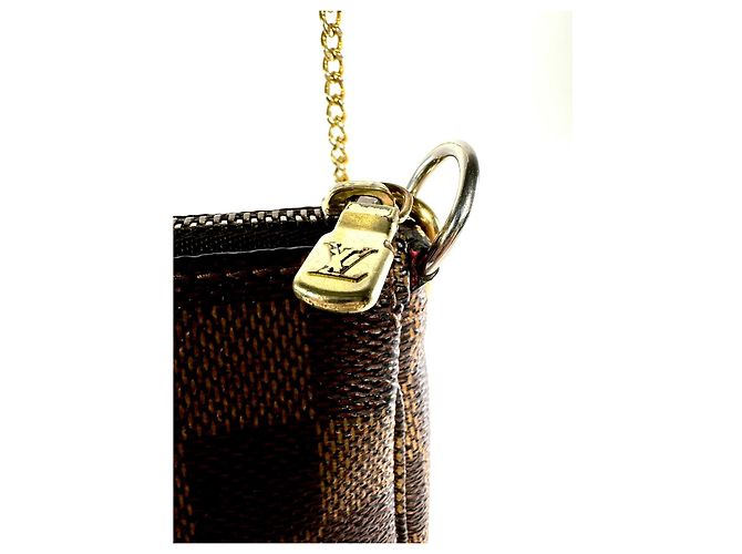 LOUIS VUITTON Mini Pochette Accessori Damier Ebene Marrone - vista 9