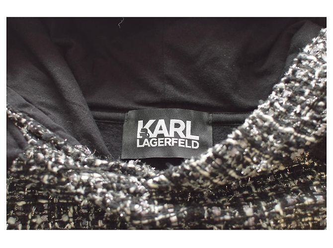 Karl Lagerfeld Hoodie aus Tweed in Schwarz und Grau M - Ansicht 2