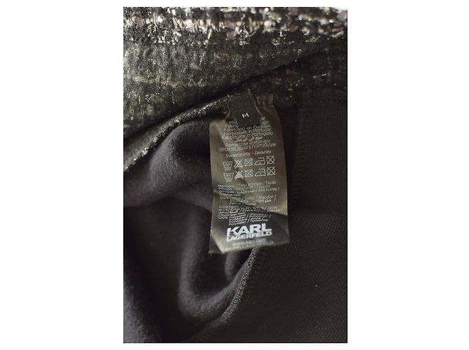 Karl Lagerfeld Hoodie aus Tweed in Schwarz und Grau M - Ansicht 3