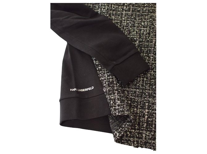 Karl Lagerfeld Hoodie aus Tweed in Schwarz und Grau M - Ansicht 6