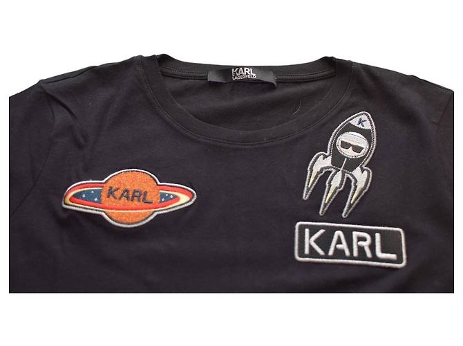 Camiseta Karl Lagerfeld de algodón negro con logo M - vista 4