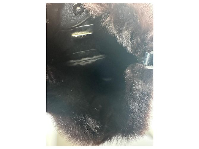 PRADA Mini Borsa a Spalla in Pelliccia Kolinsky Rifinitura in Seta Nera Nero - vista 10