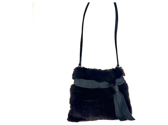 PRADA Mini Borsa a Spalla in Pelliccia Kolinsky Rifinitura in Seta Nera Nero - vista 3