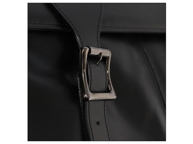 Bolsa de ombro de couro preto VERSACE Auth bs20588 - vista 10