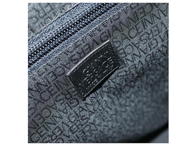 Bolsa de ombro de couro preto VERSACE Auth bs20588 - vista 18