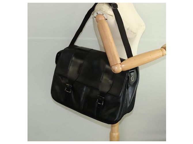 Bolsa de ombro de couro preto VERSACE Auth bs20588 - vista 24