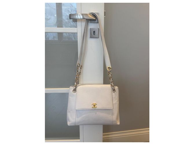 Timeless Borsa Chanel in pelle caviar bianca Bianco - vista 2