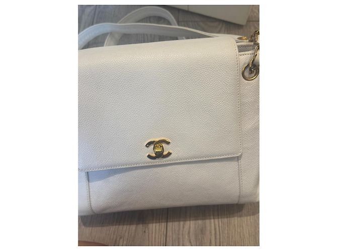 Timeless Borsa Chanel in pelle caviar bianca Bianco - vista 6