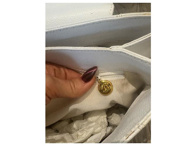 Timeless Borsa Chanel in pelle caviar bianca Bianco - vista 8