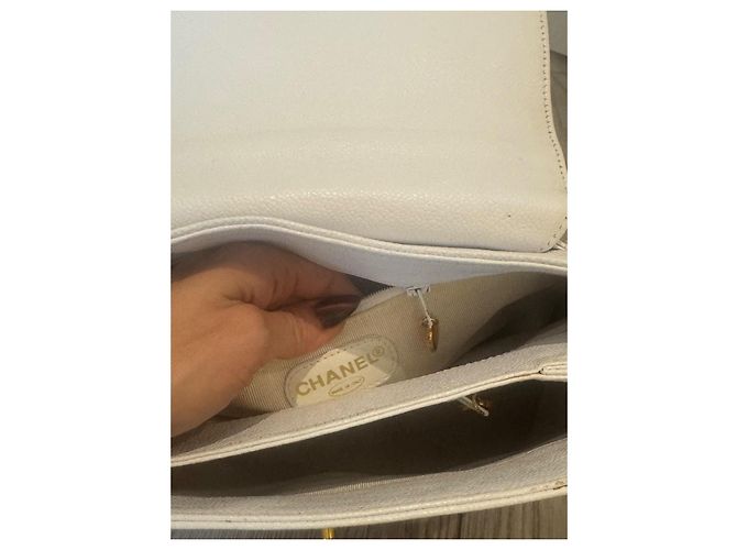 Timeless Borsa Chanel in pelle caviar bianca Bianco - vista 9