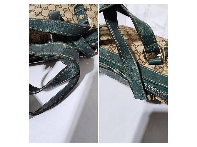 Borsa a spalla Gucci GG Canvas Abbey Beige/Verde - vista 13