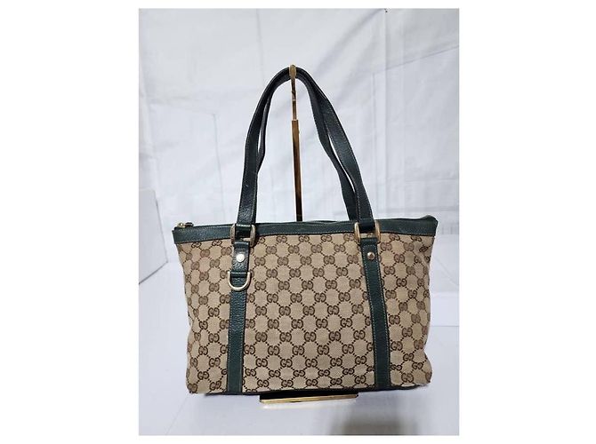 Borsa a spalla Gucci GG Canvas Abbey Beige/Verde - vista 4